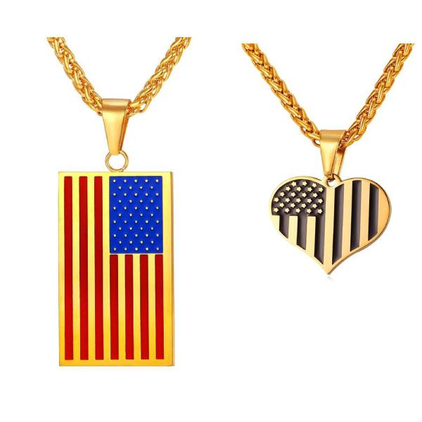 ネックレス ドッグタグ ペンダント アメリカ 星条旗 国旗 タグ ステンレス おしゃれ アメリカン ...