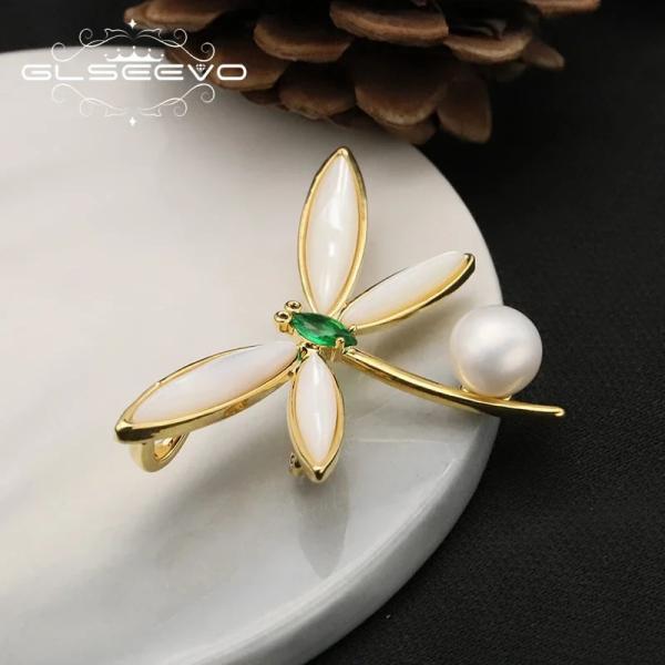 ブローチ インセクト ドラゴン トンボ ビーズ シェル 昆虫 レディース スタイル 気質 貝殻 バッ...