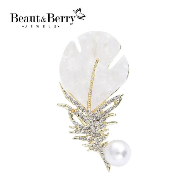 ブローチ シェル 羽根 レディース メンズ エナメル 貝殻 フェザー ユニセックス クリエイティブ ...