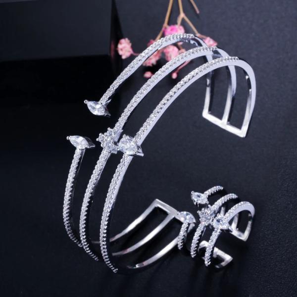 バングル 指輪 リング 白 ホワイト ジルコニア ゴールド ピック レディース シャイニー キュービ...