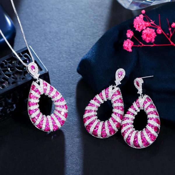 ピアス ネックレス 白 ホワイト ジルコニア 赤 レッド ゴールド ピック レディース エレガント ...