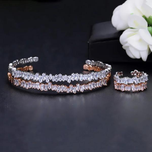 バングル 指輪 リング ジルコニア クリスタル ゴールド ピック カブ レディース 新しい ファッシ...