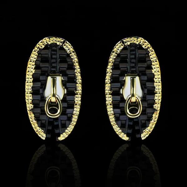 ピアス 黒 ブラック ゴールド シルバー オバール レディース クリエイティブ 925 形 シェープ...