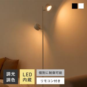 フロアライト リモコン付き 2灯 調光調色 LED内蔵 スチール 個別制御可能 間接照明 おしゃれ 角度調整 長寿命 省エネ ダイニング リビング 寝室 照明 Lute-2