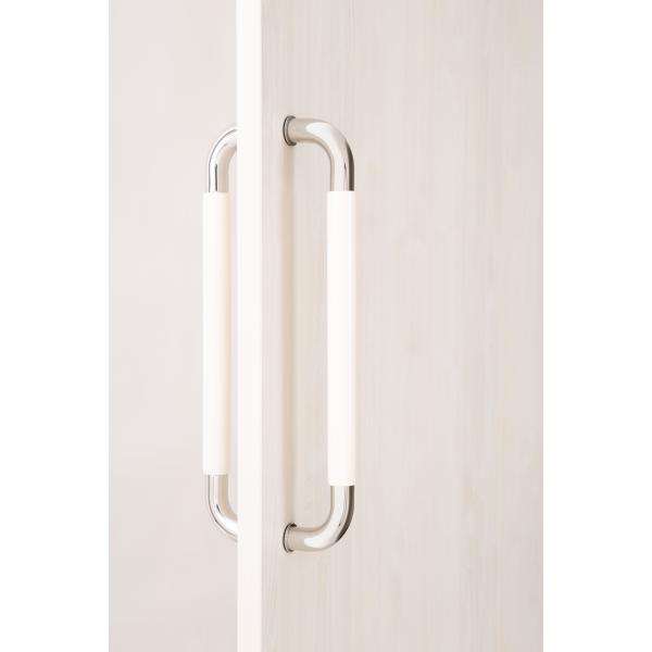 ドアハンドル ４５ｃｍ　 ホワイトカラー（木製グリップ部分） ヘアライン仕上げ（ステンレス部分） ス...