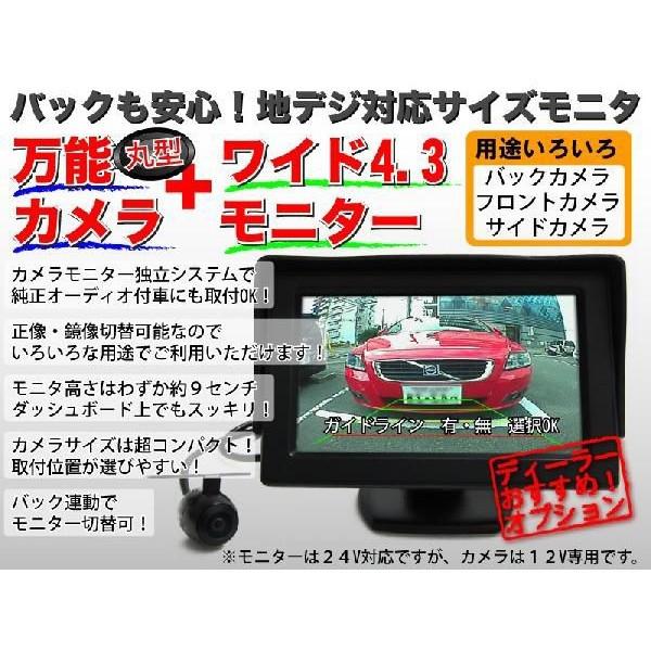 画質調整機能・2系統入力端子付 4.3V型ワイドカラーモニターと各種ナビ対応 広角170度 超小型高...