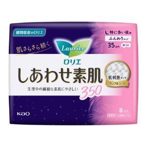 「花王」 ロリエ しあわせ素肌 ふんわりタイプ 特に多い夜用 羽つき 350 8コ入 (医薬部外品)...