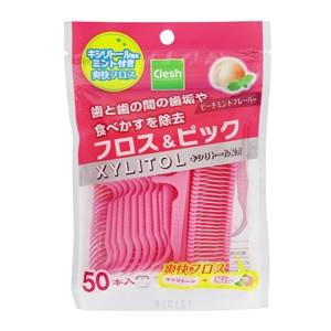 クレシュ フロス&ピック キシリトール ピーチミント 50本 : くすりの