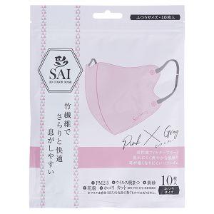 日翔」 彩 SAI 立体マスク ピンク＆グレー(10枚入) 「衛生用品」 : 薬