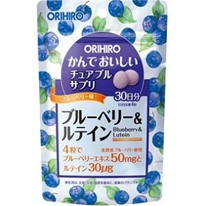 「オリヒロ」 かんでおいしいチュアブルサプリ ブルーベリー&amp;ルテイン 60g (120粒/1粒500...