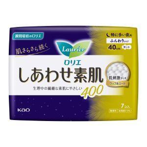 「花王」 ロリエ しあわせ素肌 ふんわりタイプ 特に多い夜用 羽つき 400 7コ入 (医薬部外品)...