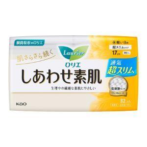 「花王」 ロリエ しあわせ素肌 超スリムタイプ 軽い日用 羽なし 32コ入 (医薬部外品) 「衛生用...