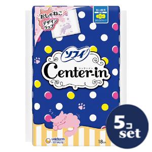 「セット販売」「ユニ・チャーム」センターイン　ふわふわタイプ　多い日の夜用　18枚　5個セット