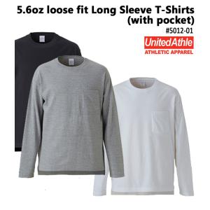 ルーズフィット　ロングスリーブTシャツ(5.6ozポケット付き)United Athleurban label(ユナイテッドアスレ)5012【S-XL】｜finks