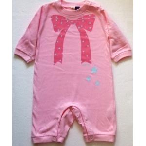 ベビーロンパースロングスリーブ(長袖）【ドットリボン&amp;スター】70・80【当店在庫のみの処分品となり...