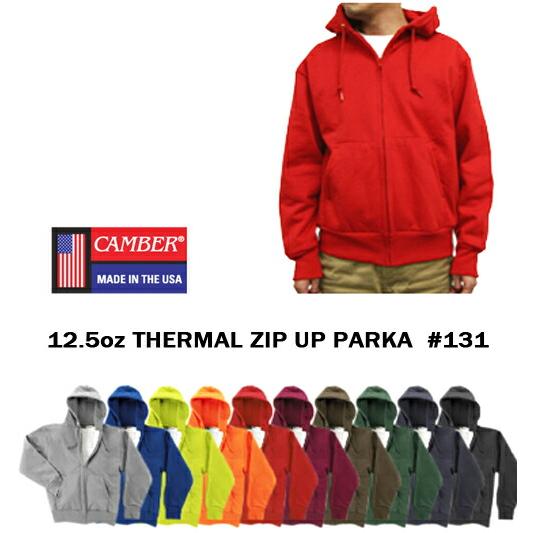 CAMBERヘビーウェイトジップアップパーカー/キャンバー 12.5オンス 裏サーマル地 厚手無地 ...