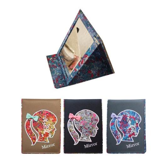 ミラー（鏡）/【シルエット　エンブロイダリー】 （トラベル　グッズ・化粧・メイク道具・旅行）D13【...