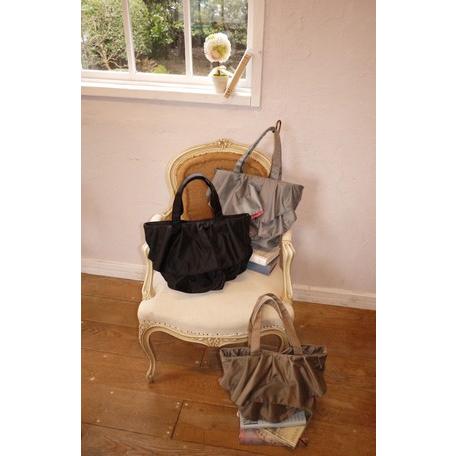 【ラッフルトートバッグ】 【無地・女性用】フリルが可愛い♪（ベージュ・グレー）【DUAL STYLE...