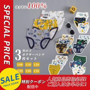 パンツ ブリーフ ボクサー ショーツ 綿100％ 下着 肌着 3枚セット 入園準備 園児 キッズ 男の子 子供 インナー 恐竜柄 車柄 はたらくくるま 100 110 120 130 140