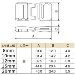日本製 12mm 平紐用 安全バックル プラス...の詳細画像1