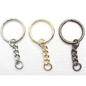 キーホルダー金具パーツ チェーン付き 波2重リング　シルバー　MBS