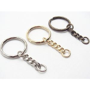 キーホルダー金具パーツ チェーン付き 波2重リ...の詳細画像1