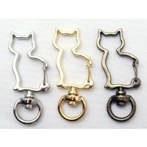 ネコ　アミナスカン　ゴールド　キーホルダー金具/キーホルダーパーツ/キーホルダー/ナスカン/カラビナ　MBS