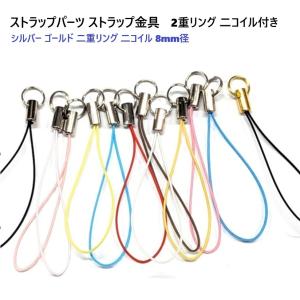 カニカン付ストラップパーツ (01) 10本 金銀7カラー 二重カン