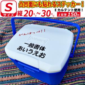 凸凹面なクーラーボックスにも貼れる！ 一般書体 お好きな 文字 名前 ステッカー  シール Sサイズ選べる書体とカラーとサイズ｜ファイヤークラフト