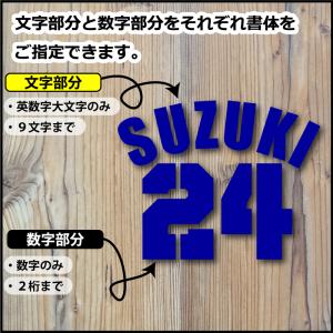 お好きな文字 お名前・数字で背番号風ステッカー...の詳細画像2