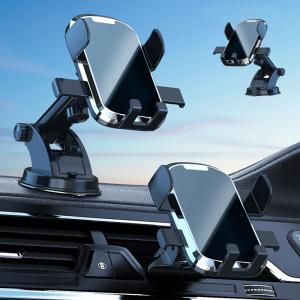 スマホホルダー 車用 車載ホルダー スマートフォン用 エアコン吹き出し口 クリップ 強力吸盤 360度調整 伸縮アーム 縦横置き対応 iPhone Android 多機種対応