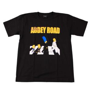 Tシャツ バンドTシャツ ロックTシャツ 半袖 (BW) シンプソンズ THE SIMPSONS(パロディ PARODY) 1 BLK S/S 黒 ビートルズ ABBEY ROAD｜first-line