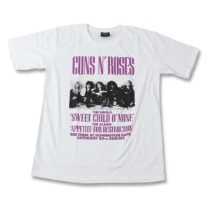 Tシャツ バンドTシャツ ロックTシャツ 半袖 (BW) ガンズアンドローゼズ GUNS N’ ROSES 1 WHT S/S 白｜first-line