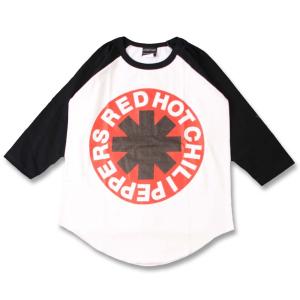 (W) レッドホットチリペッパーズ RED HOT CHILI PEPPERS (レッチリ) 3 WHT×BLK B/B(七分袖) ラグラン ベースボールTシャツ 7分袖 バンドTシャツ｜first-line
