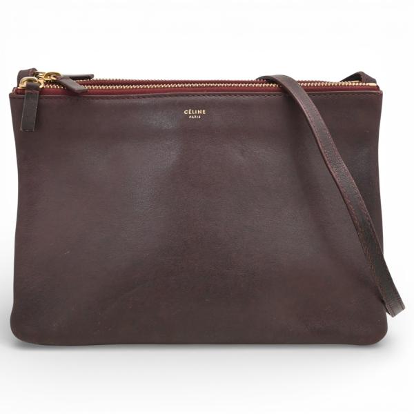 セリーヌ トリオ ラージ ショルダーバッグ ボルドー Bランク ce3717cc