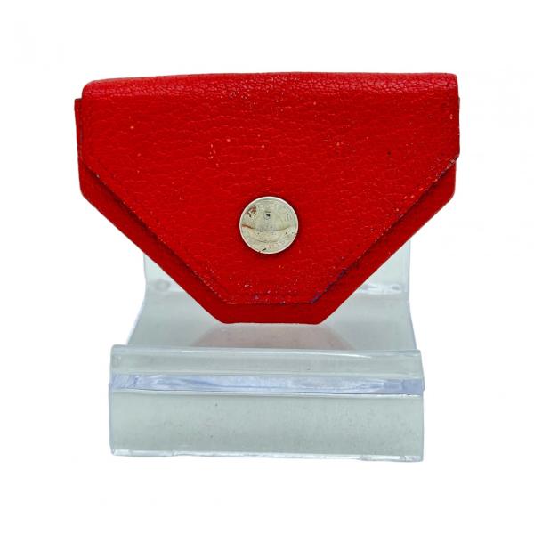 【中古】エルメス ルヴァンキャトル コインケース シェーブル レッド シルバー金具 Bランク he4...