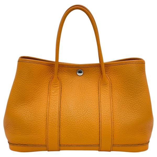 【中古】エルメス ガーデンパーティ TPM トートバッグ ネゴンダ オレンジ シルバー金具 Bランク...