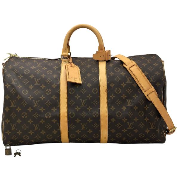 【中古】ルイヴィトン モノグラム キーポル55 バンドリエール ボストンバッグ ブラウン LV ロゴ...
