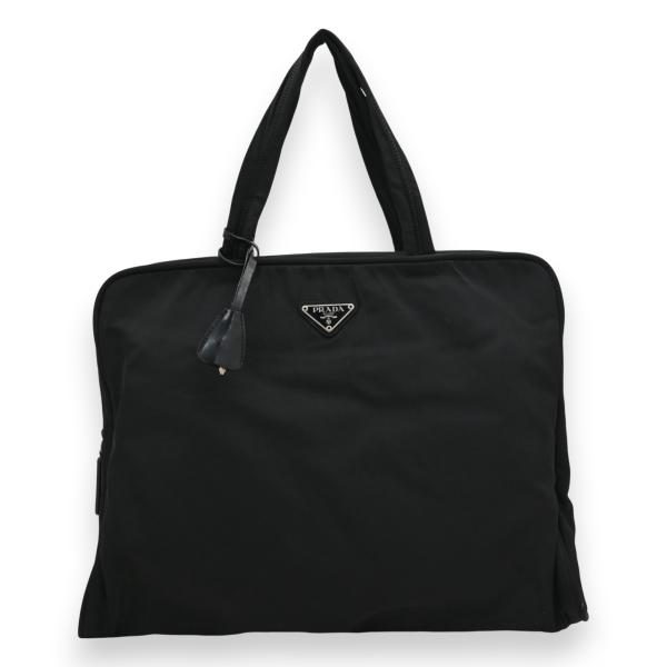 プラダ ロゴプレート ナイロン トートバッグ ブラック Bランク pr1919gg
