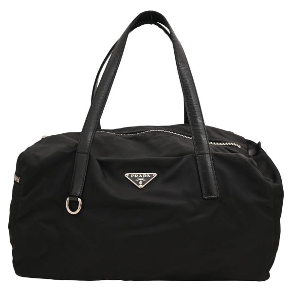 プラダ ロゴプレート ナイロン ハンドバッグ ブラック Bランク pr4520ge