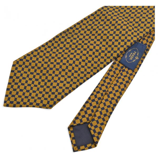 プラダ ネクタイ 総柄 ネイビー マスタード Aランク pr8802bd