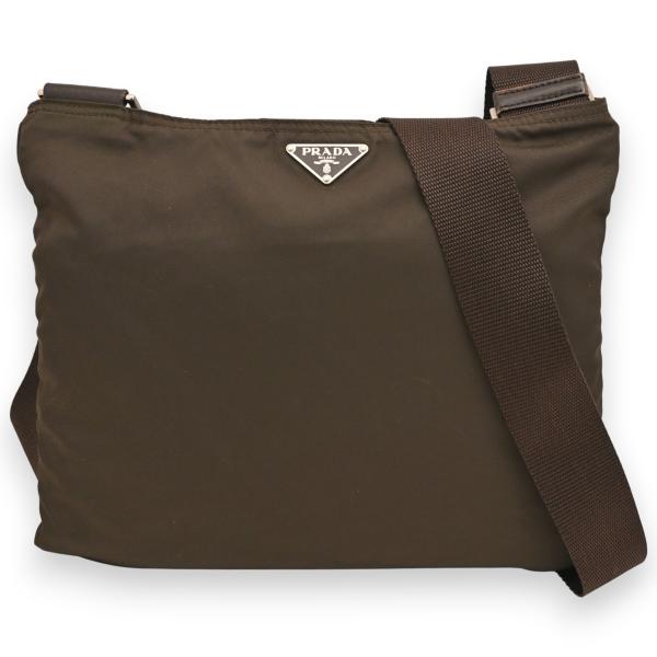 プラダ ロゴプレート ナイロン ショルダーバッグ カーキ Bランク pr8819ng