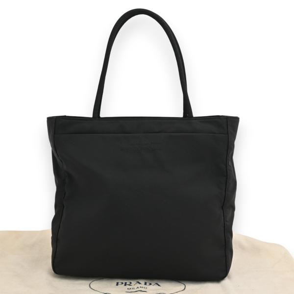 プラダ ロゴプレート テスート ナイロン ハンドバッグ ブラック Bランク pr9615hv
