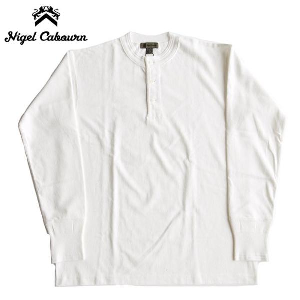 ナイジェルケーボン Tシャツ 40’S ワークヘンリーネック ロングスリーブ ホワイト M-XXL ...