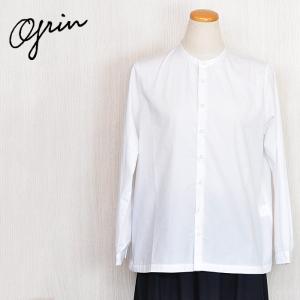grin（グリン） シャツ ブラウス 綿麻ダンプ スタンドシャツ 8234T-003 
