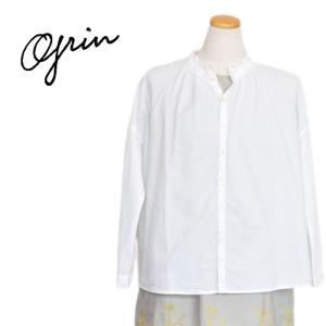 grin（グリン） シャツ ブラウス 綿麻ダンプ スタンドシャツ 8234T-003 