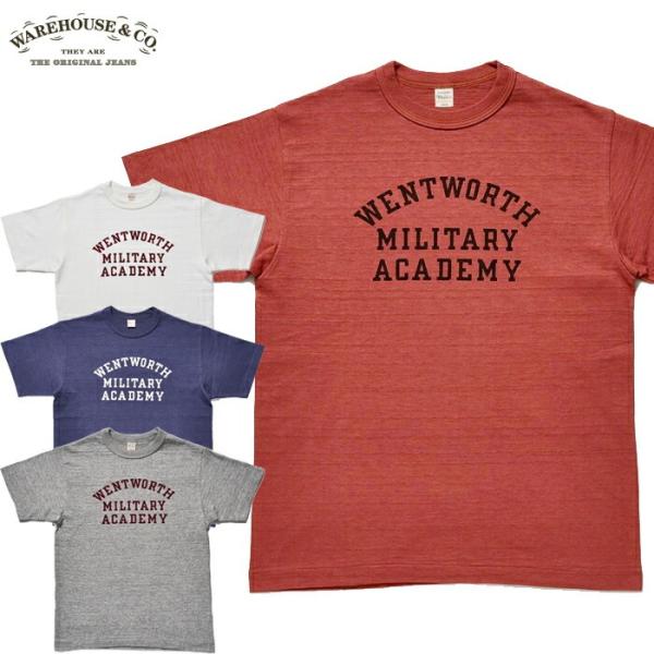WAREHOUSE ウエアハウス Lot 4601 MILITARY ACADEMY Tシャツ メン...