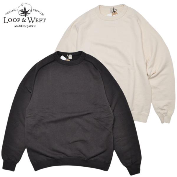 LOOP&amp;WEFT ループアンドウェフト スウェット ヘリンボーン パイル ラグラン クルーネック ...
