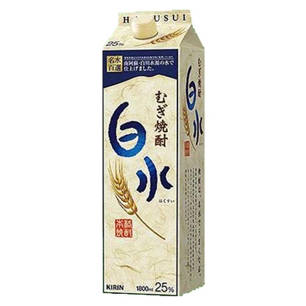 【やわらかくまろやかな味わい！】　白水　麦焼酎　25度　1800mlパック