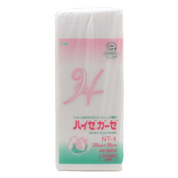 ハイゼガーゼ NT-4 25cm×25cm 4折 (300枚入) 不織布ガーゼ 医療 介護 エステ ...